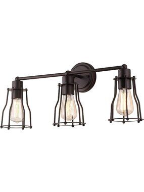 JONATHAN Y Florence 3-Light Vanity Fixture Oil Rubbed‎ Bronze Cage JYL7421A NEW